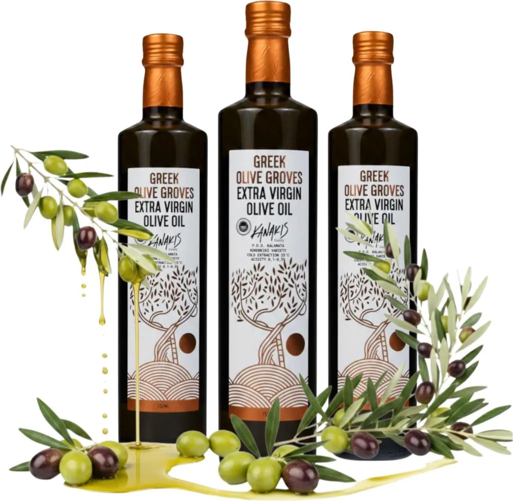 Kanakis Olive oil - 3 x 0.75 L - Cold-pressed - Fruity aroma - From Greece - In glass jars - EV Classic - Olive oil set 2250 ml