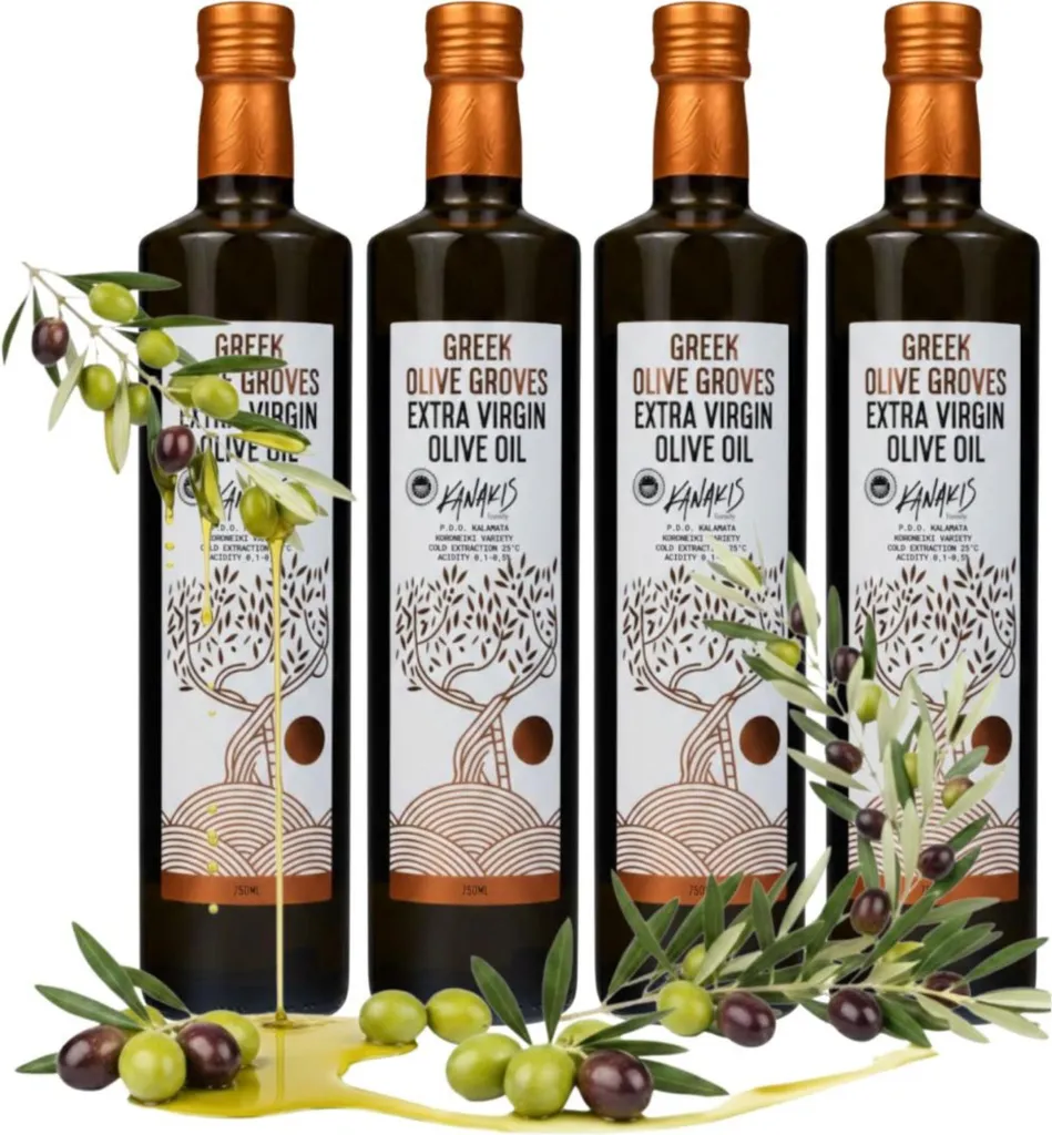 Kanakis Olive oil - 4 x 0.75 L - Cold-pressed - Fruity aroma - From Greece - In glass jars - EV Classic - Olive oil set 3000 ml