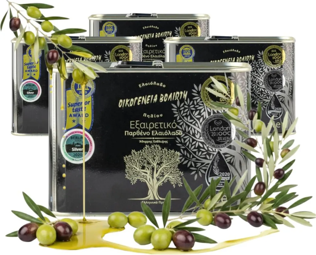 Voliotis Olive Oil - 4 x 1 L - Unfiltered - Fruity Taste - Cold-Pressed - Extra Virgin - EV Black - Olive Oil Set 4000 ml