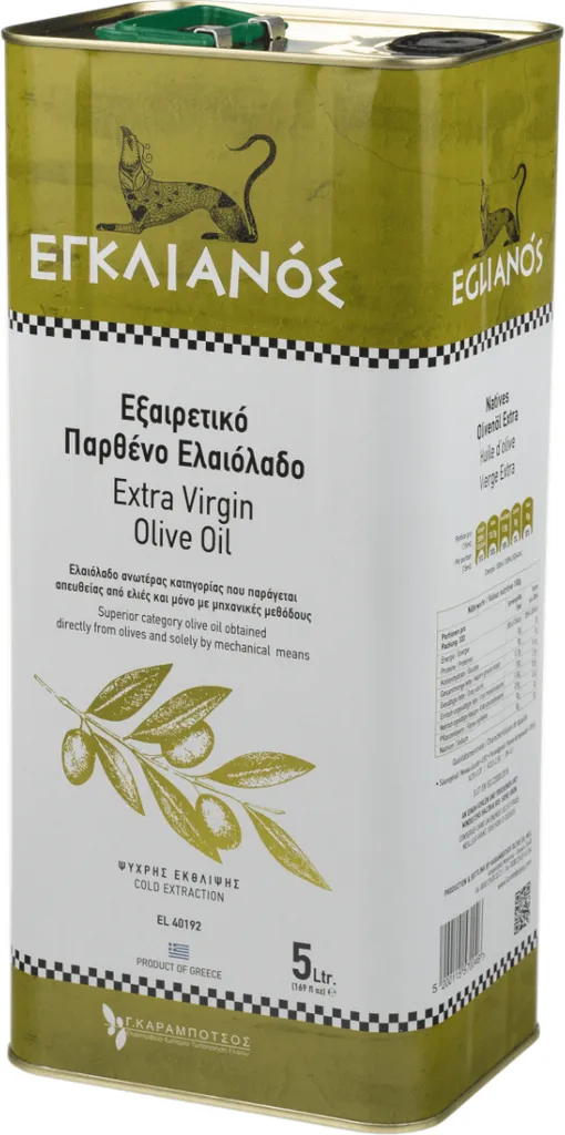 DimexFood.de Olive oil 5 liters Extra Virgin Eglianos Extra Virgin PDO cold pressed Koroneiki Greece 0.2% acidity