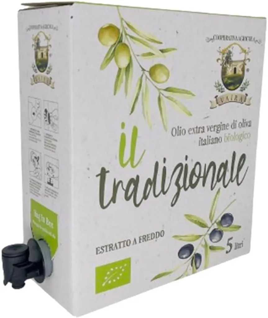 Win2Win Tech -Extra virgin olive oil, Italian Ogliarola Garganica, cold extracted EVO oil, 100% Apulian oil, medium fruity, 5 L can, 5l