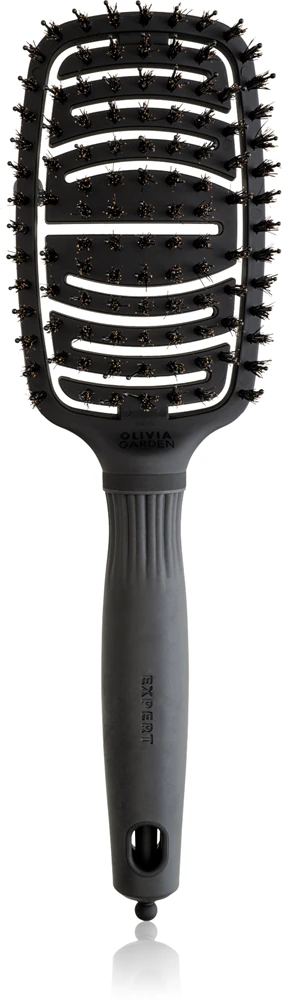 Olivia Garden Care Flex Board & Nylon Black Flat Brush for Hair