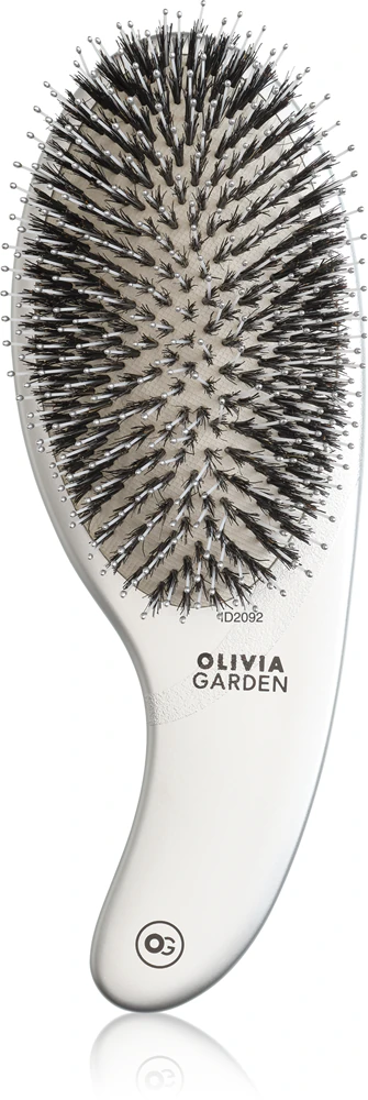 Olivia Garden Expert CURVE Nylon Silver Hairbrush with boar bristles