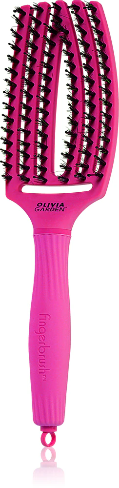 Olivia Garden Fingerbrush ThinkPink Flat brush with nylon and boar bristles