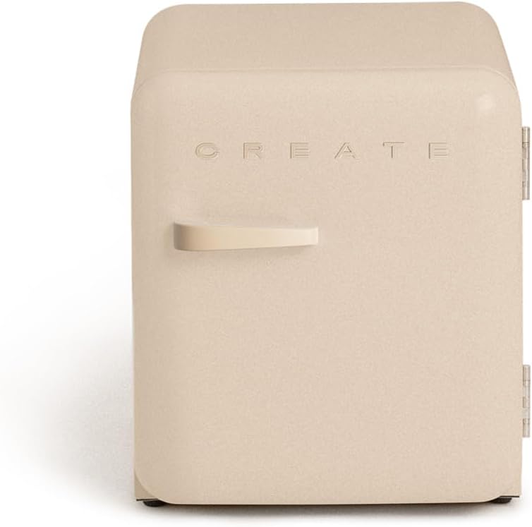 CREATE Retro Fridge 50 Sand/Fridge in Sand, Sand Handle, 85 W, Mini Bar, One Shelf, Retro Design, 50 cm, Two Shelves, 48 ​​L Capacity, Energy Saving, 50 x 44 x 49.8 cm