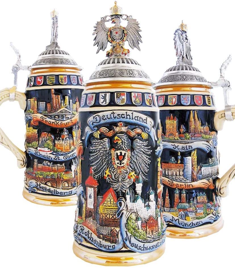 Zaller & Born German Beer Stein cities 1 1 Liter Beer Mug Zo 1941/9913