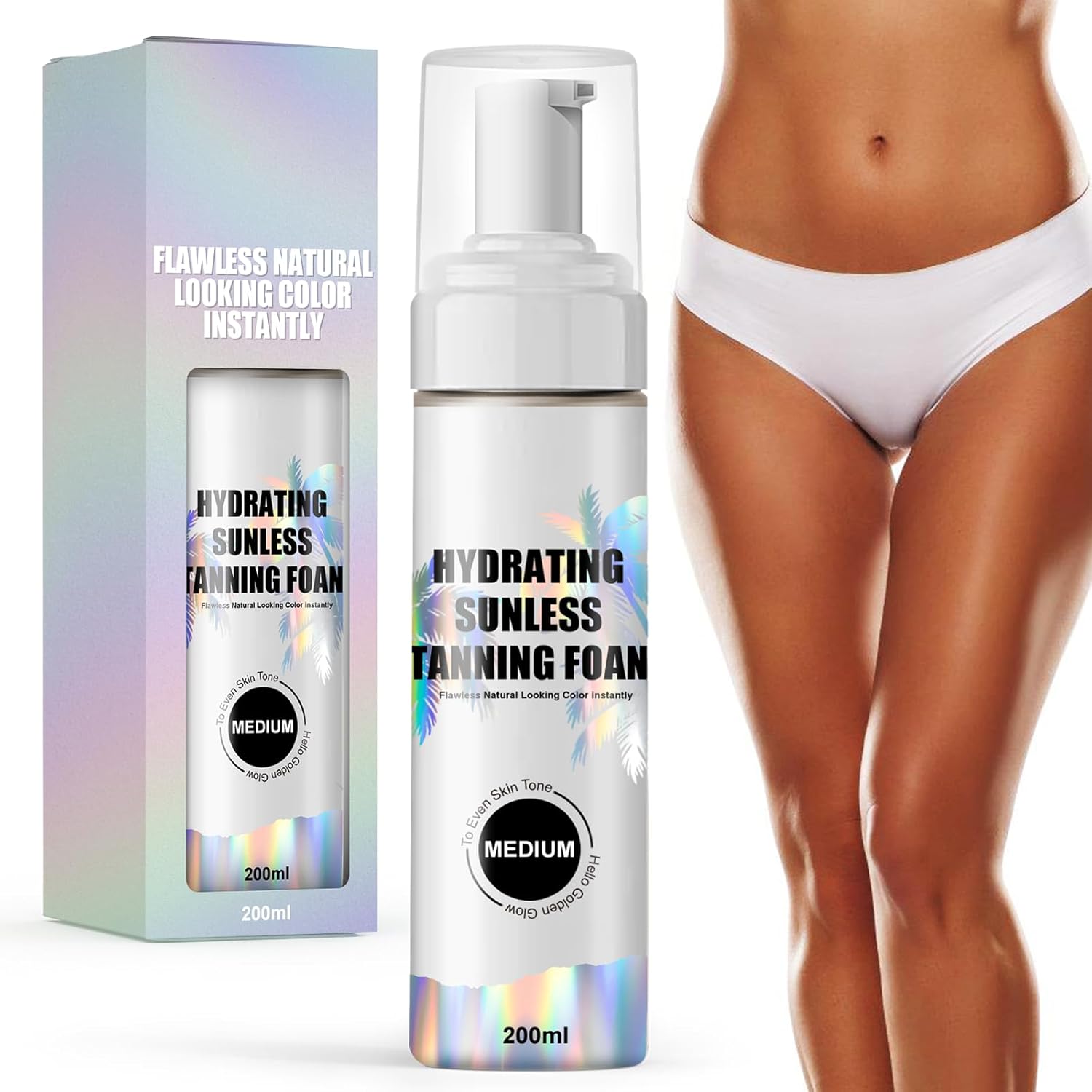 Waymaytecy 200 ml Self-Tanning Mousse, Bronzing Mousse, Professional Express Self-Tanning, Tanning Accelerator, for a Stain-Free and Quick Tan without Sun