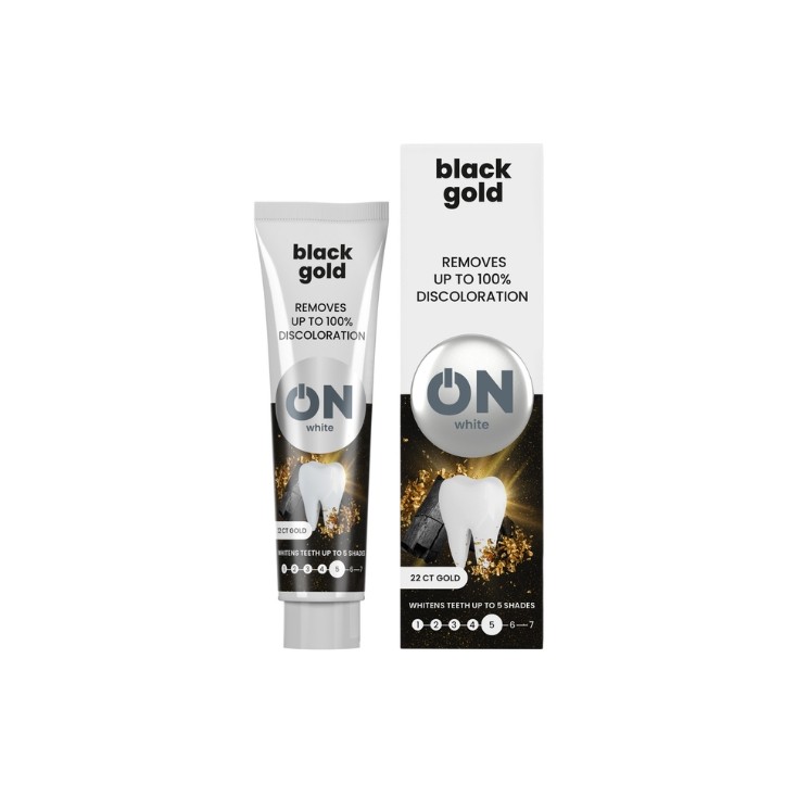 ON WHITE BLACK GOLD Whitening toothpaste with charcoal 75 ml