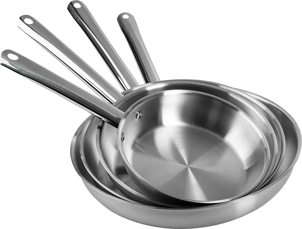 ONVAYA® Stainless Steel Pan Set | Frying Pan | Uncoated | Induction & Oven Safe | Professional Complete Pan Set | Ø 20/24/28/32cm