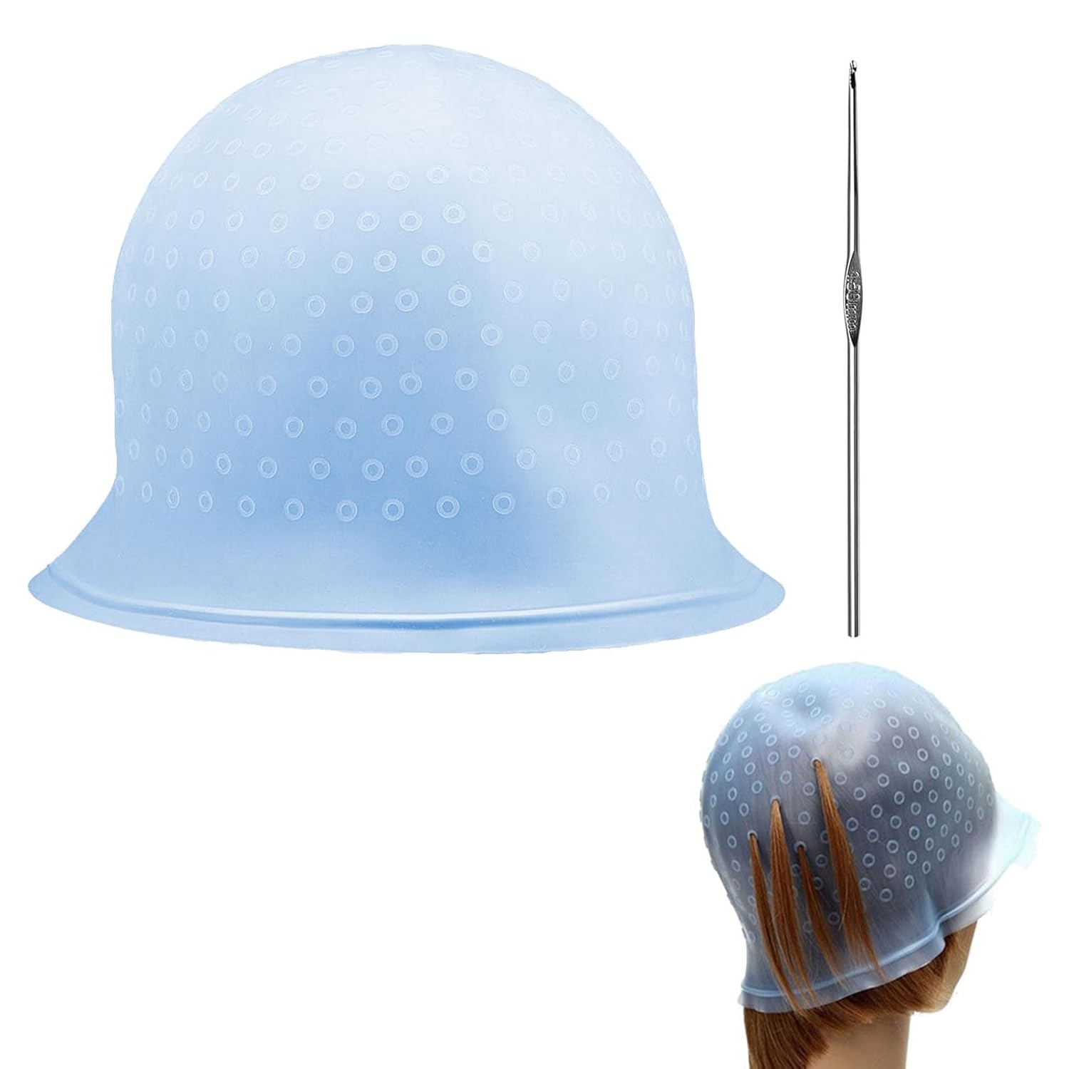 SOGHO Set of 2 Highlighting Caps, Highlighting Hood with Needle and Holes, Highlighting Set, Reusable High Gloss DIY Colouring for Hair Dyeing and Hair Styling Devices, Hair Bladder and Styling Devices