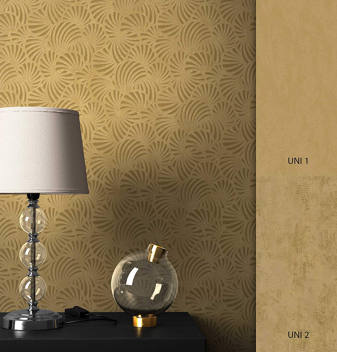 Newroom Design Newroom Graphic Gold Geometric Graphic Graphic Non-Woven Wallpaper Modern I