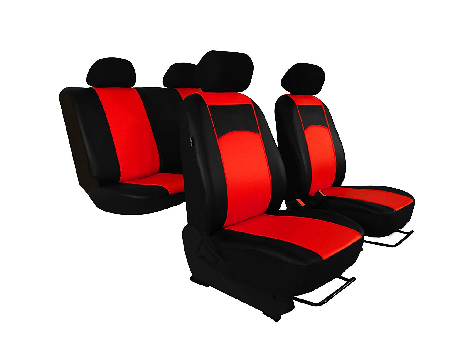 Pokter Customised Caddy 5 Seats. Design Faux Leather Bright Red.. Car Seat Cover Set