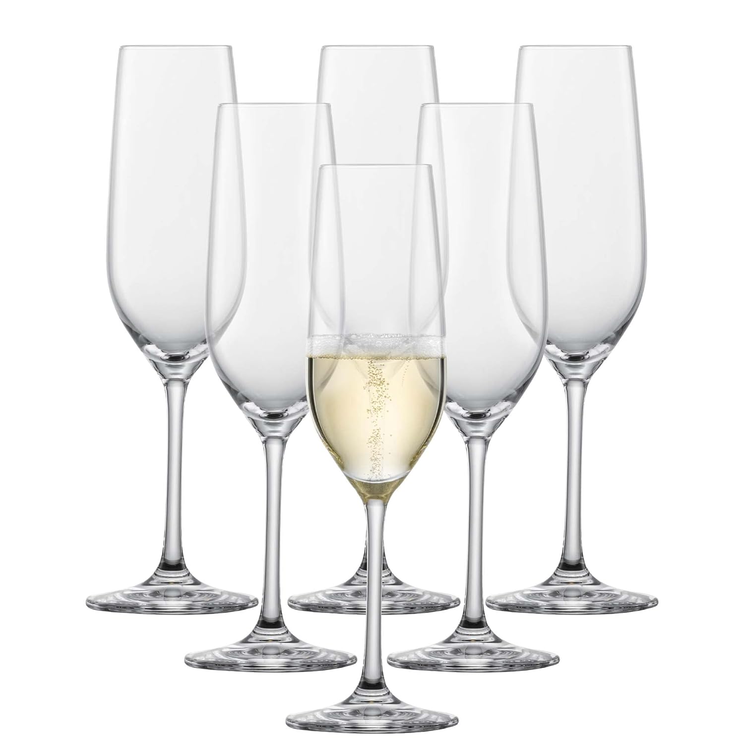 SCHOTT ZWIESEL Viña Champagne Glasses (Set of 6), Timeless Prosecco Glasses with Moussing Point, Dishwasher Safe Tritan Crystal Glasses, Made in Germany (Item No. 110488)
