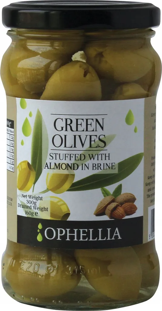 Ophellia Green Olives stuffed with almonds 300g