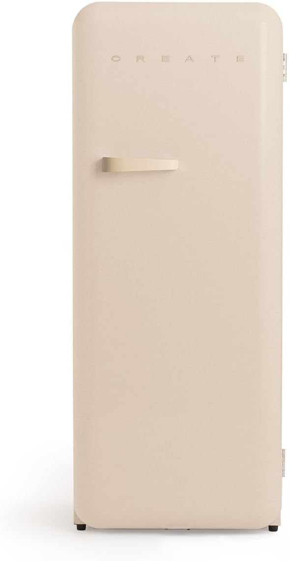 CREATE Retro Fridge 150 Sand Fridge Freezer 281 L in Sand Handle 102 W Low Energy Consumption 150 cm 3 Shelves Temperature Control 60 x 60 x 150 cm