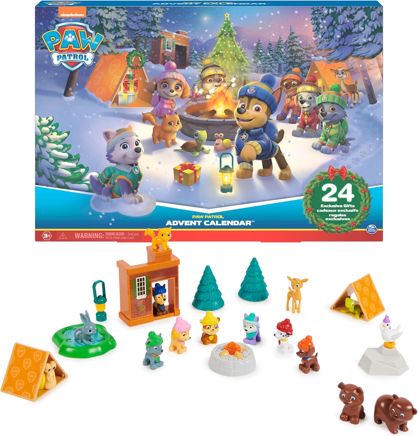 PAW Patrol Advent Calendar - 24 toy surprises for an imaginative winter world, 7 puppy figures, animal figures and accessories, from 3 years