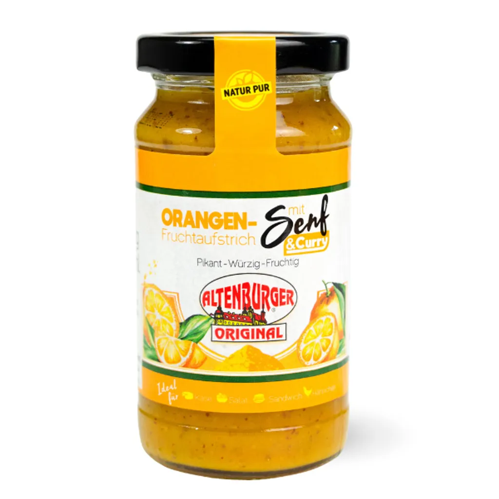 Altenburger Senf & Feinkost GmbH Orange Mustard with Curry - Fruit Spread with Mustard, 240 g/190 ml 240g