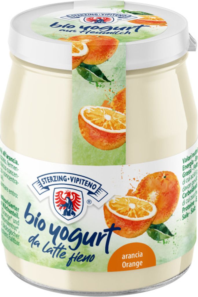 ORANGE YOGURT WITH HAY MILK, GLUTEN-FREE, 150 g (JAR) - STERZING-VIPITENO