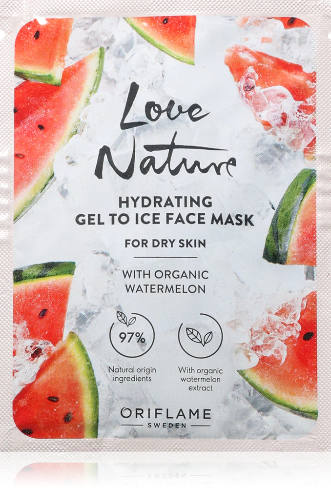 Oriflame Love Nature Gel To Ice Organic Watermelon moisturizing face mask for dry skin