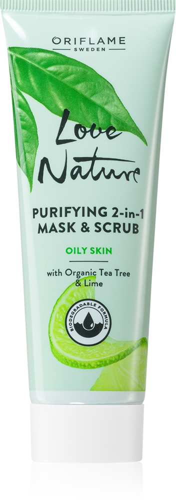 Oriflame Love Nature Organic Tea Tree & Lime cleansing mask and peeling for oily skin