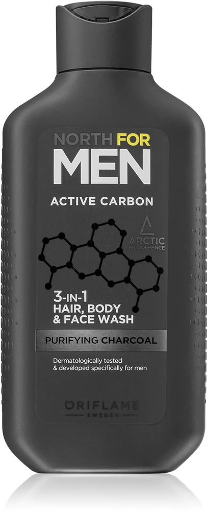 Oriflame North for Men Active Carbon refreshing shower gel 3in1