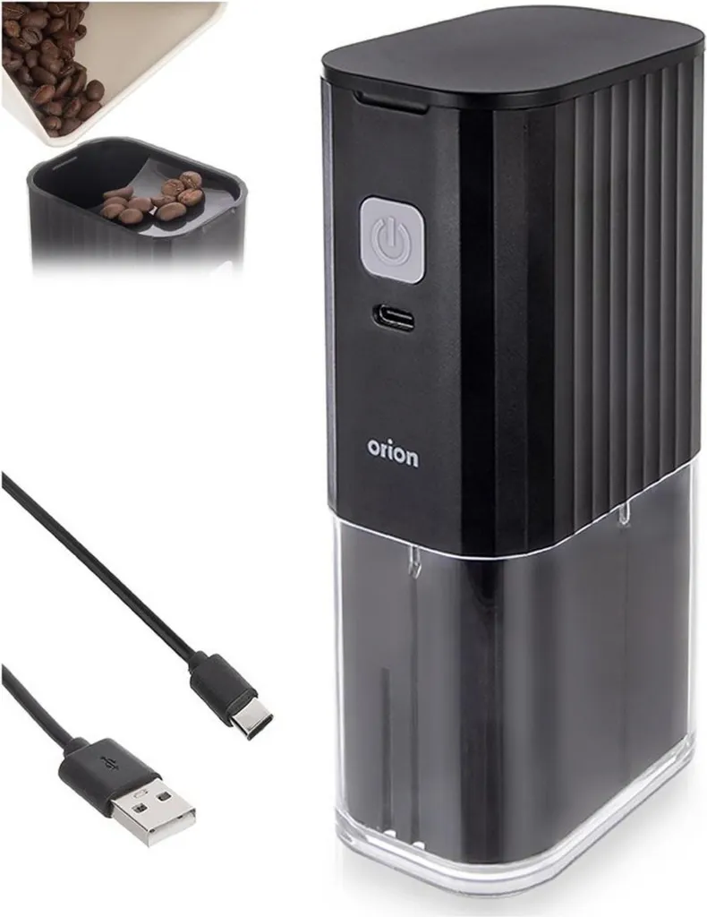 Orion | Electric Coffee Grinder - Black - 16 cm - USB Charging - Cordless Use