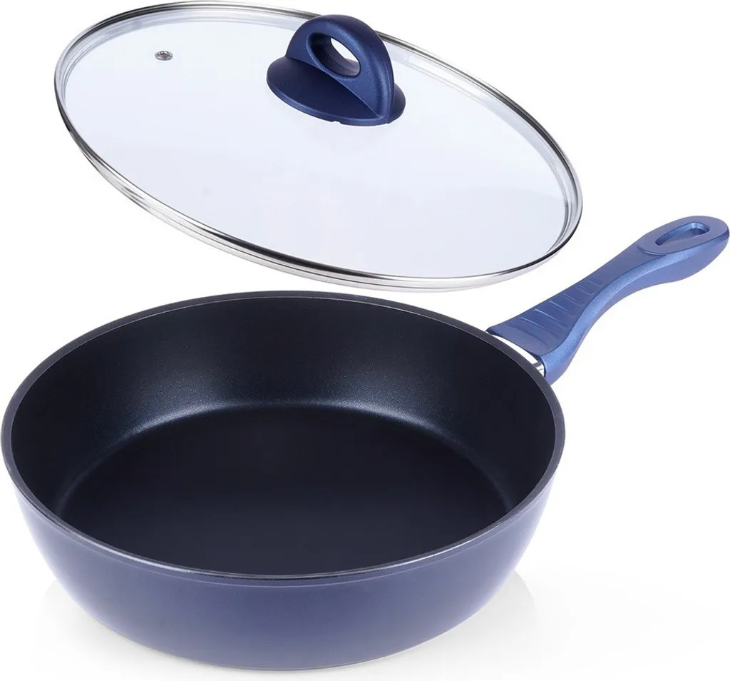 Orion | Frying pan - Non-stick frying pan - Ø 28 cm - Blue - With glass lid - Diamond coating - Dishwasher safe