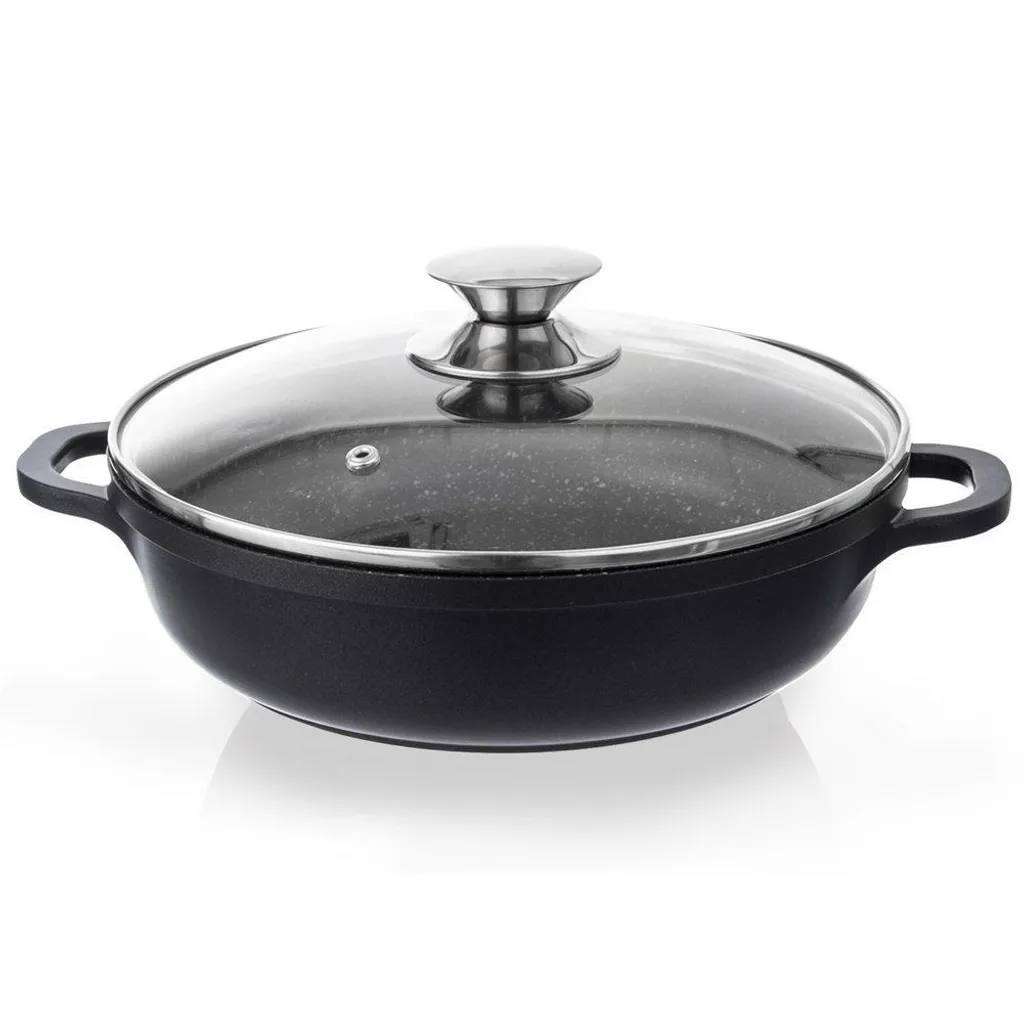 Orion | Frying pan - 28 cm diameter - Black - Non-stick coating - Heat resistant - With glass lid