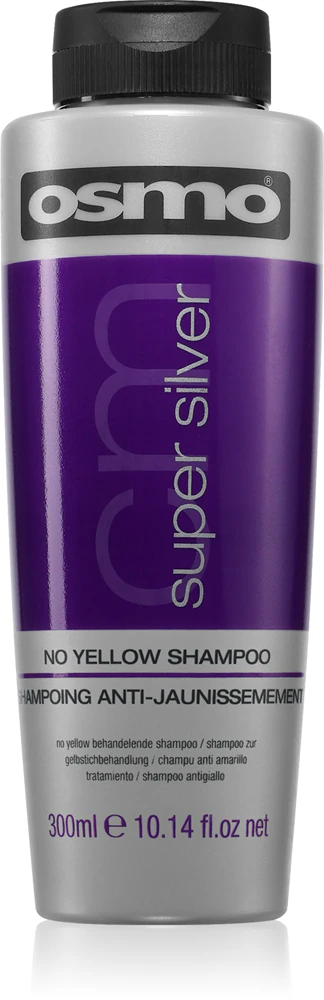 Osmo Super Silver silver shampoo neutralizes yellow discoloration