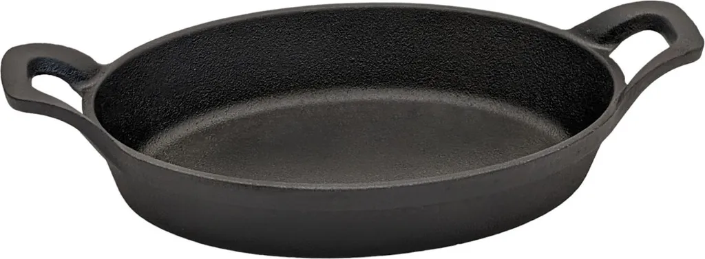 osoltus cast iron grill pan with 2 handles, oval, 22 x 15 cm