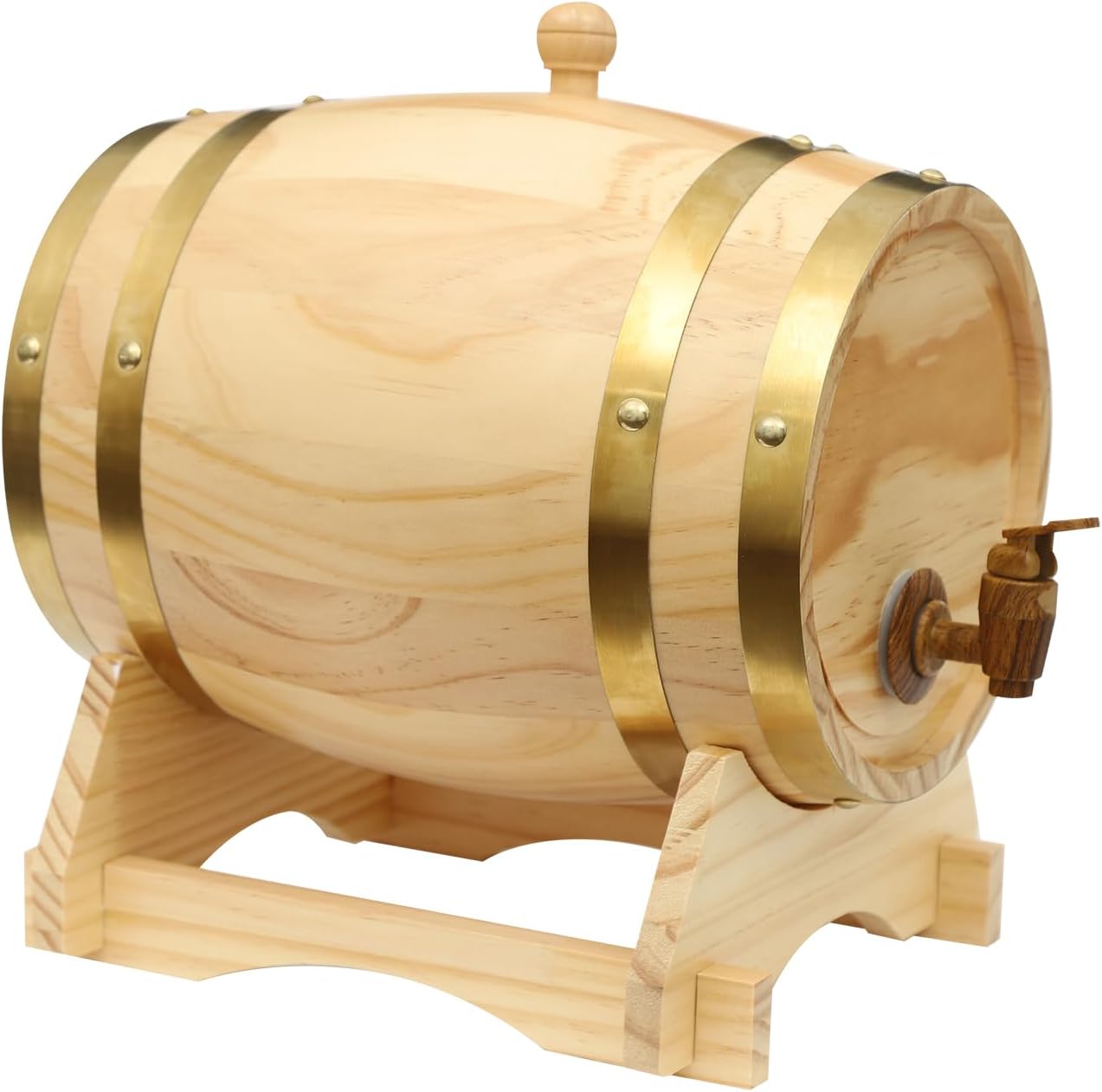 Wine Barrel Wooden Barrel, Beer Barrel with Tap and Stand, Wooden Wine Barrels, Drink Dispenser, Spigot Ellipse Wine Barrel Storage for Homes, Bar, Hotels (5L)