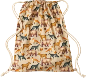 ALANA Gym bag with fox & wolf pattern, approx. 32 x 40cm, beige, 1 piece