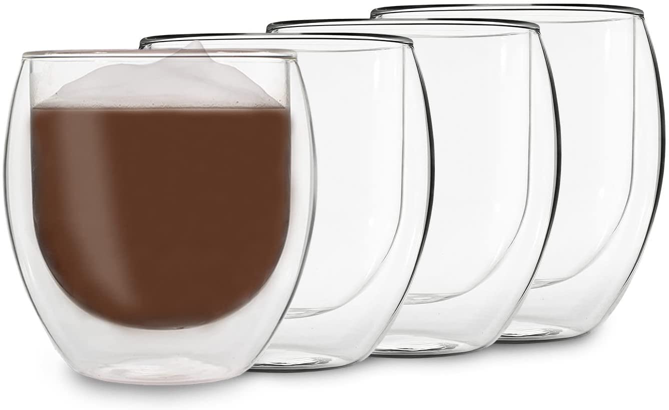 DUOS Feelino Double-Walled Thermal Tea Glasses / Coffee Glasses with Floating Effect Keeps Drinks Warmer for Longer and Cold Cold for Longer