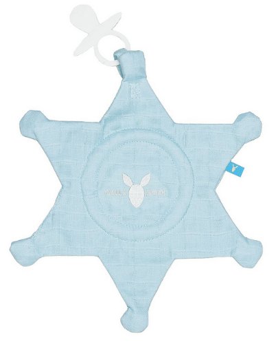 Wallaboo Lightweight Cotton 2-in-1 Dummy Blanket and Cuddle Blanket Blue
