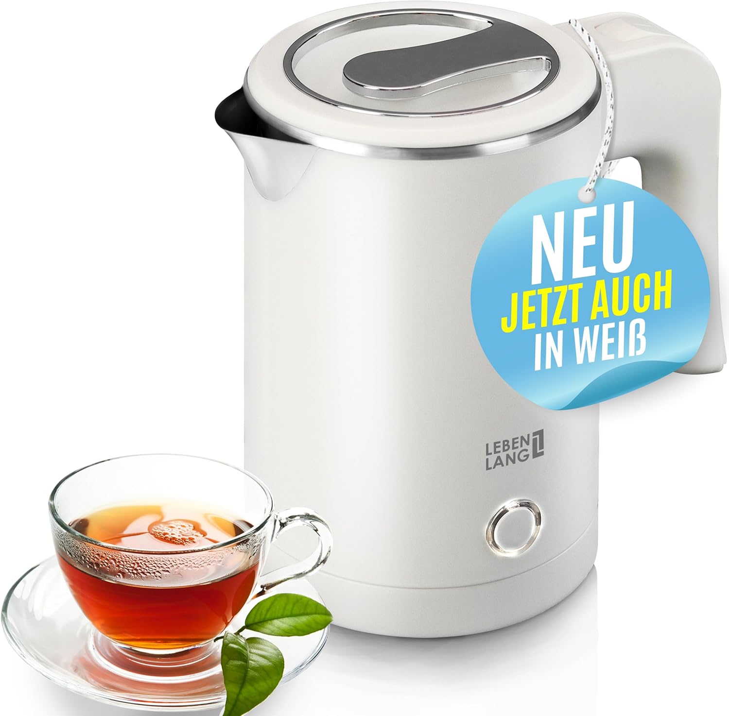 LIFELANG Stainless Steel Travel Kettle Small - 500 ml & BPA-Free I 600 W Mini Kettle Small White for Travel I Energy Saving & Energy Efficiency I 0 5 0.5 L I Small Camping Kettle Travel