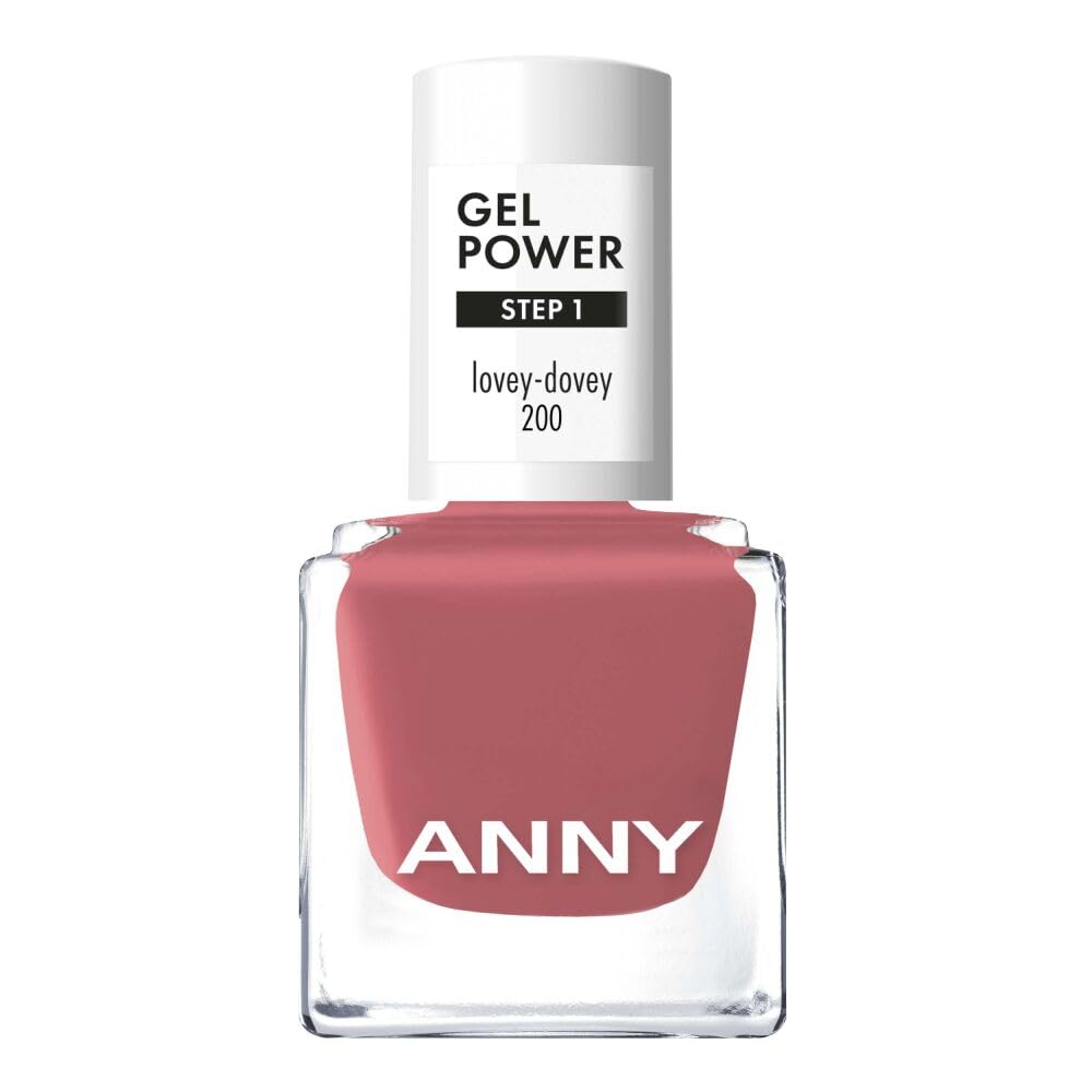ANNY Gel Power Nail Polish - Lovey-Dovey - Gel Color Nail Polish - Brilliant Shine & Up to 12 Days Last, Chip & Scratch Resistant - Lovey-Dovey - Warm Rose Red - 8ml