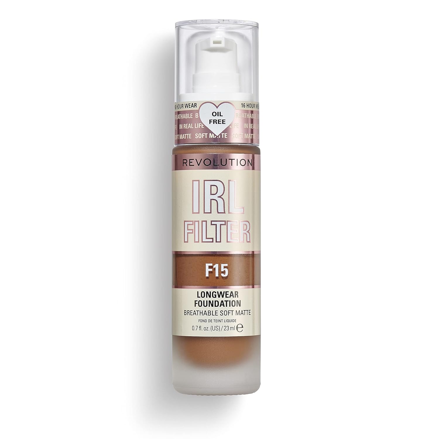 Makeup Revolution, IRL Filter Longwear Foundation, Medium to Full Coverage, F15, 23 ml