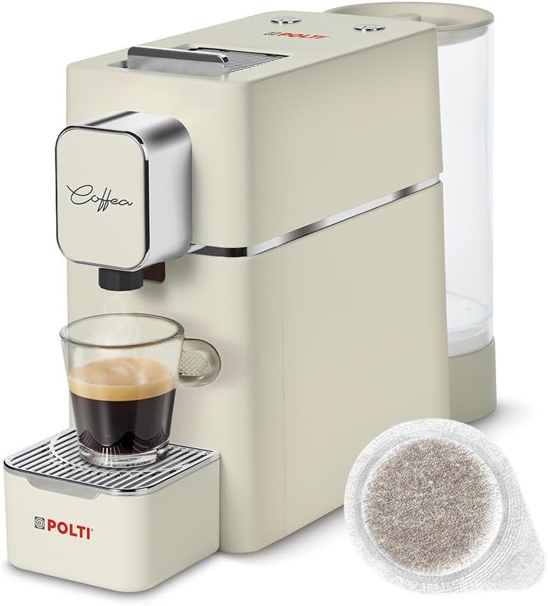 POLTI Coffea S15C Espresso Machine Compatible with E.S.E Pads, 44 mm, Tank 0.85 L, Pump Pressure 19 bar, Cream