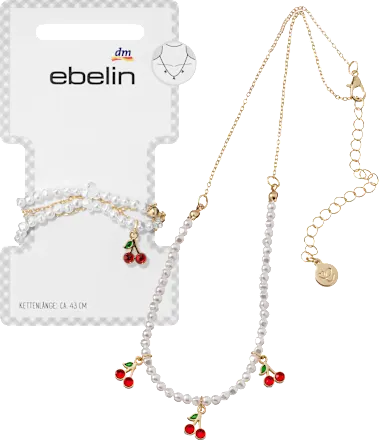ebelin Necklace with pearls and cherries, gold look, 1 pc.