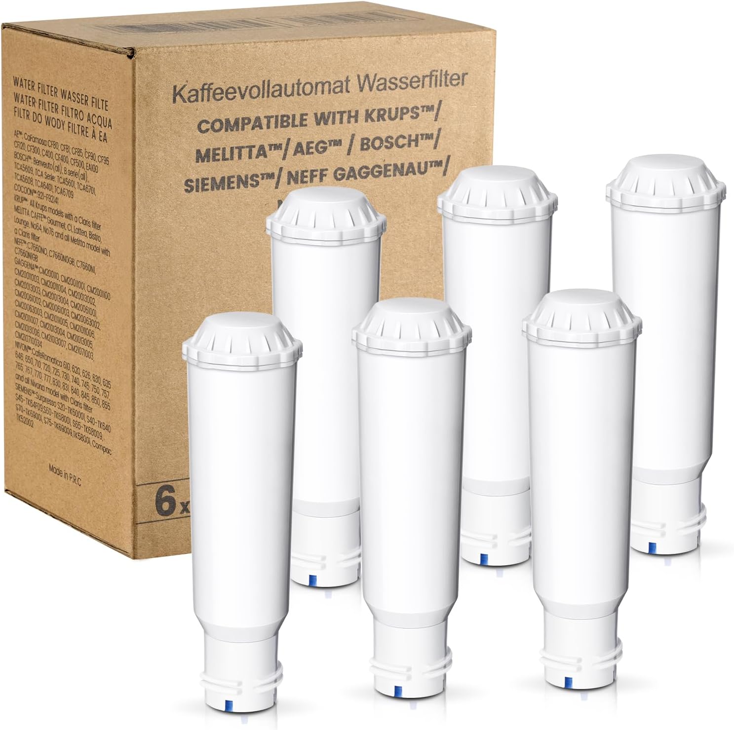 6 Pack Coffee Machine Water Filter, Replacement for Melitta Water Filter, F088 Krups, Nivona Café Romatica, Compatible with Krups EA829S, Jura, Melitta Pro Aqua Barista TS and More (6)