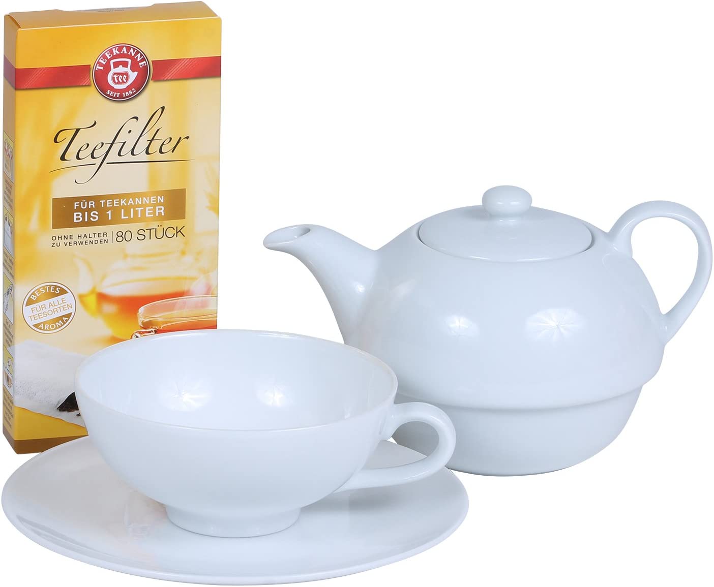 Teekanne Teapot tea for one 3 Part with 80 Teefiltern
