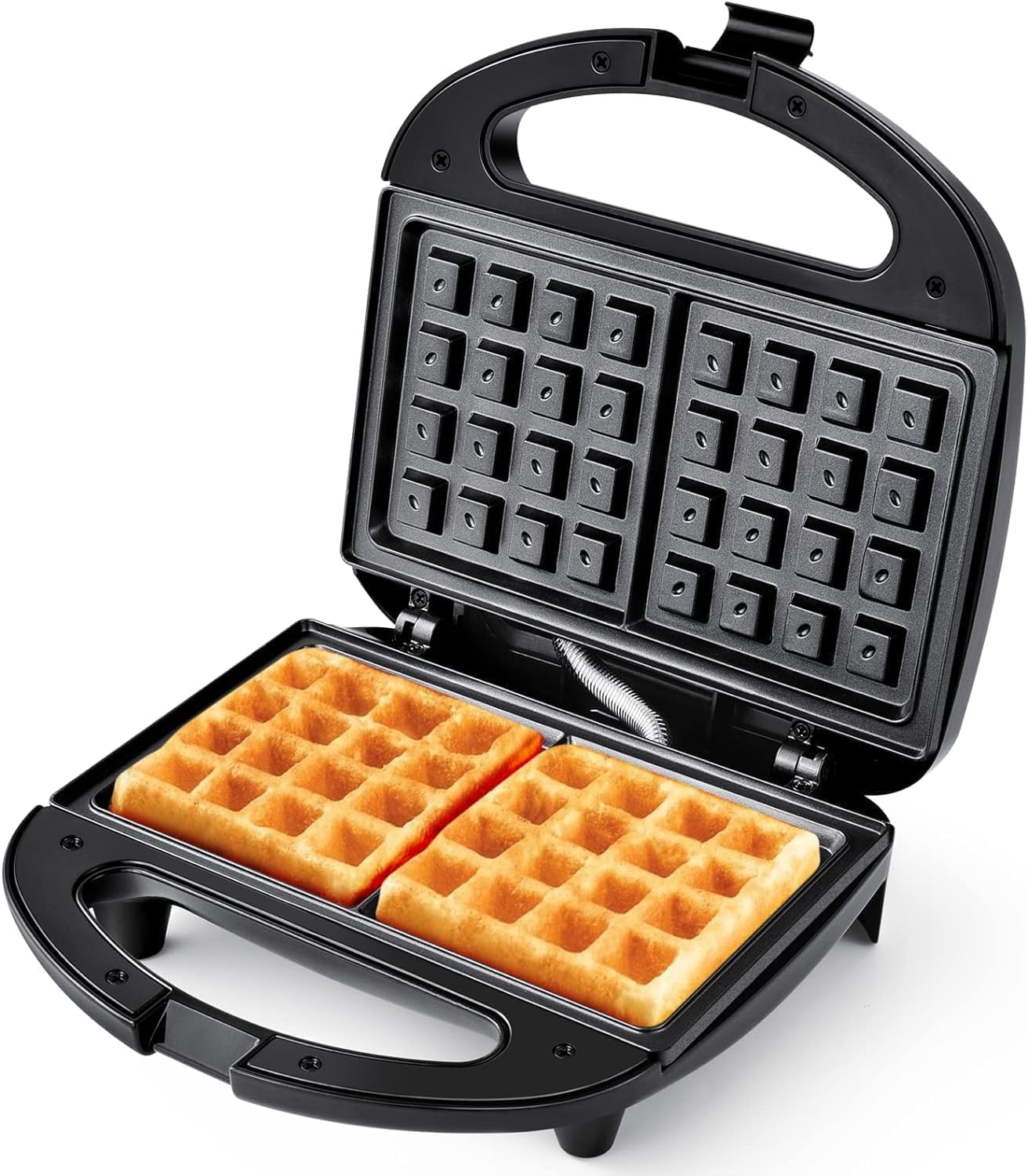 YASHE Belgian Waffle Iron, Brussels Waffle Iron, Double Waffle Iron, 750 W, Non-Stick Coating with Automatic Temperature and Indicator Lights