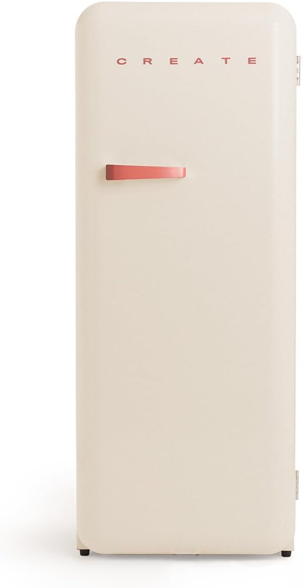 CREATE Retro Friend 150 Terracota Fridge Freezer 281 L Cream White Terracotta Handle 102 W Low Energy Consumption 150 cm 3 Shelves Temperature Control 60 x 60 x 150 cm