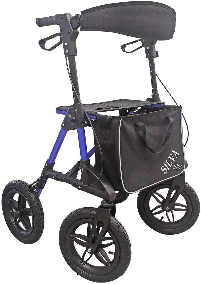 FabaCare Silva Outdoor Rollator with Pneumatic Tires, Lightweight Folding Rollator, up to 136 kg