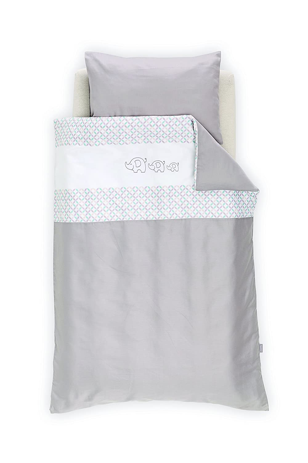 Traeumeland Träumeland TT16702 Happy Elephants Bed Linen 100 x 135 cm Grey