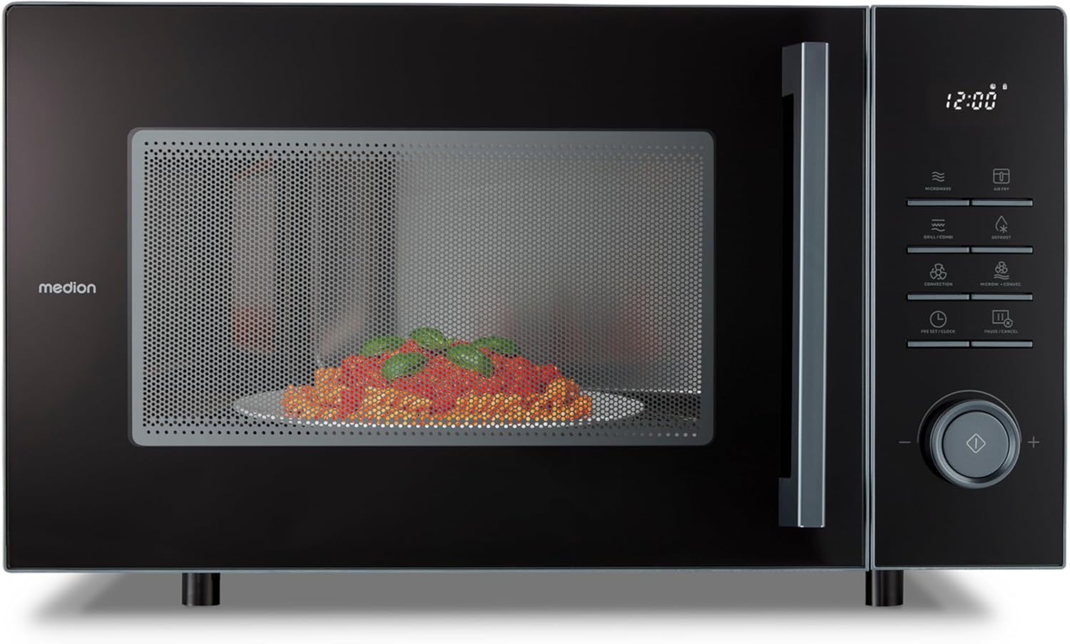 MEDION Microwave with Grill and Hot Air Fryer Function (25 Litres, 900 Watt, 1,500 Watt Grill, 1,500 Watt Hot Air Function, 11 Programmes, 10 Power Levels, MD12231) Dark Grey [Model 2025]