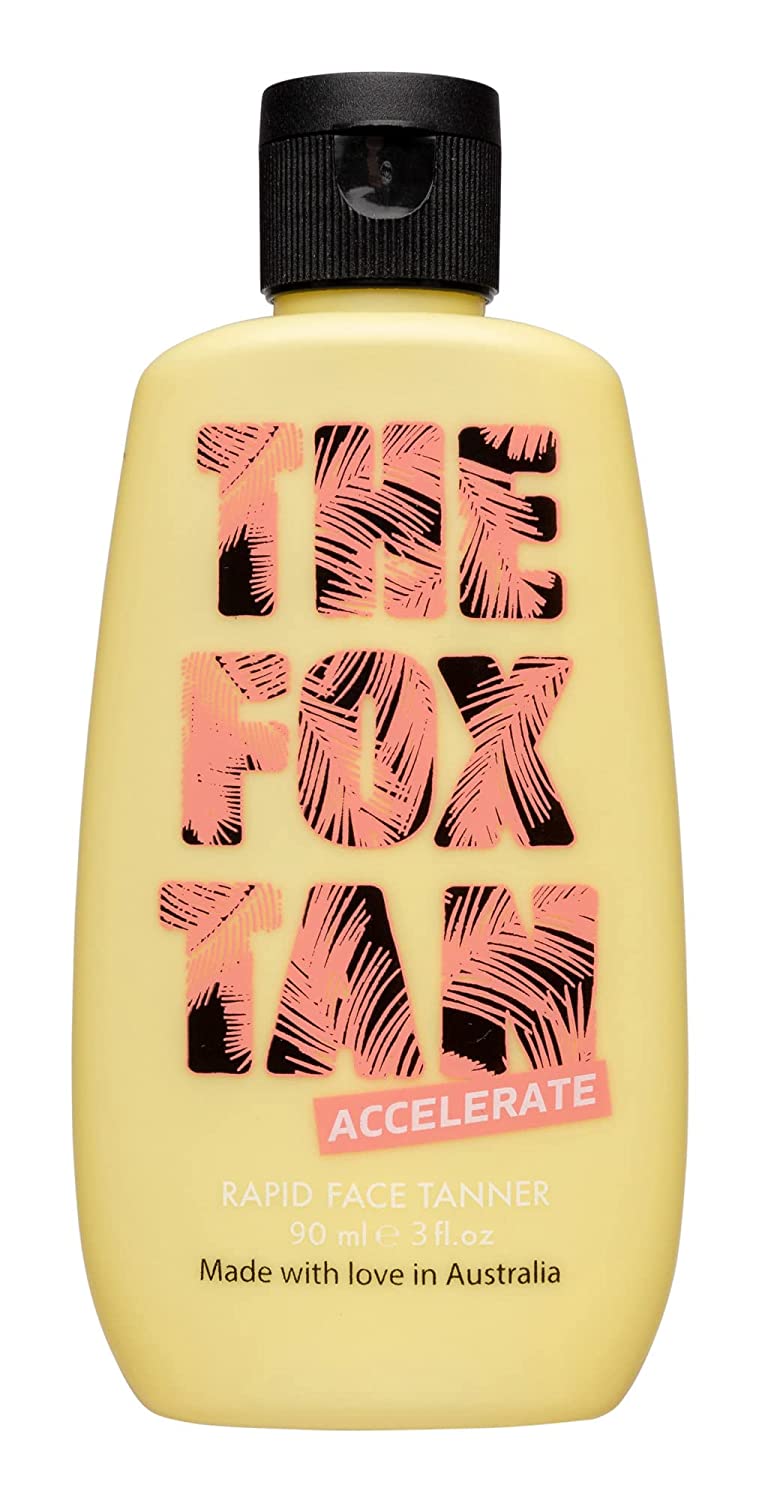 The Fox Tan - Rapid Face Tanner - Tanning Accelerator without Self-Tanning for the Face, for Sun and Solarium, Vegan and Cruelty Free, 90 ml, ‎yellow