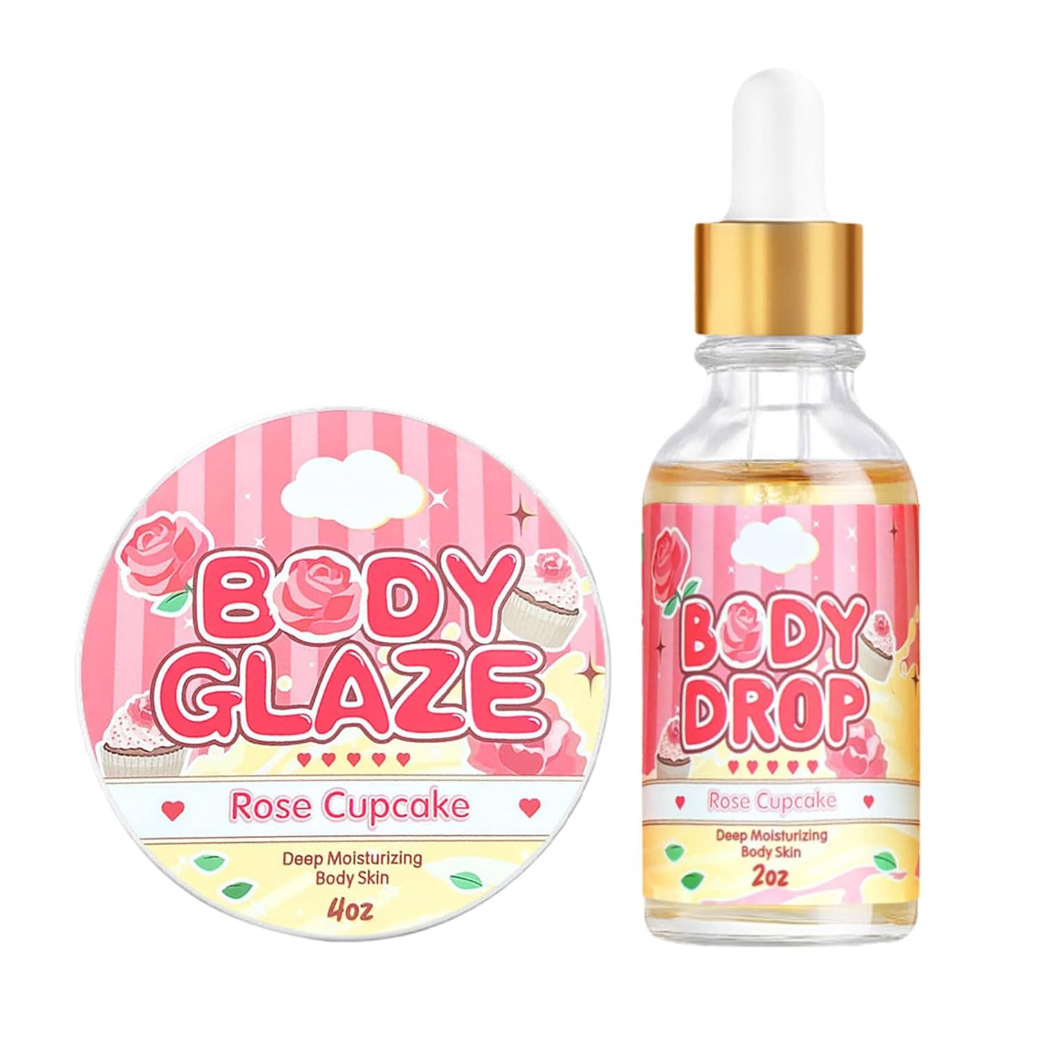 Generic Body Oil Strawberrys Body Oil Body Lotion Fruity Sweet Taste Body Butter Nourishing and Moisturising Body Butter for Men and Women (2-Piece Set) 60 ml kRA415 (E, 13 x 13 x 6 cm)