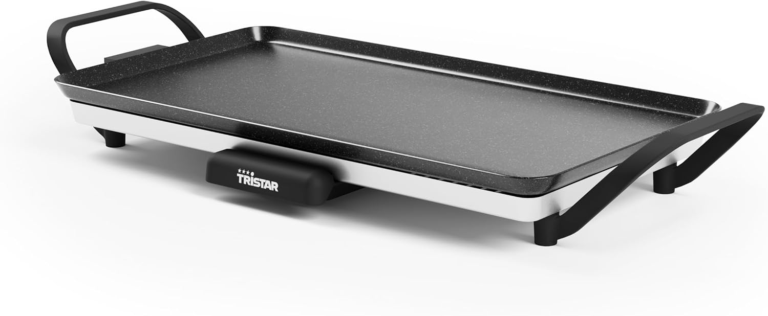 Tristar Slim M Table Grill - Generous Baking Surface of 46 x 26 cm - Non-Stick Coating - Removable Cool-Touch Handles - Adjustable Thermostat - Easy to Clean - BP-2667