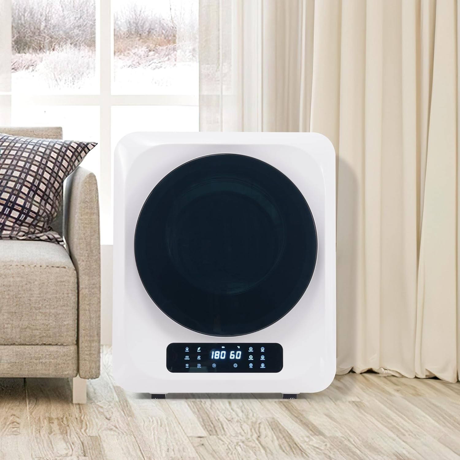 Merax Small Dryer with 6 Programs, Wall-Mountable Exhaust Dryer with Overheating Protection and Multiple Filtration, 3 kg Actually up to 4 kg / 850 W, White (Without Exhaust Pipe)